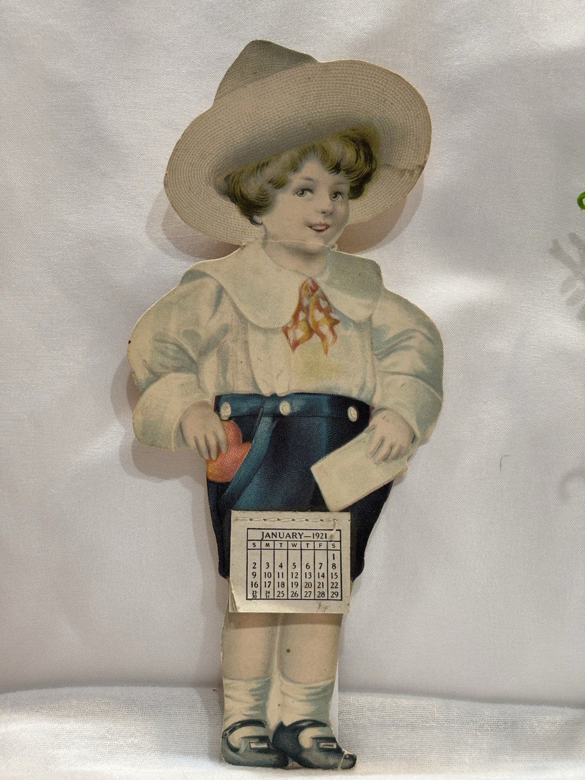 Antique 1921 Die Cut Paper Doll Calendar Complete 12 Month Ephemera