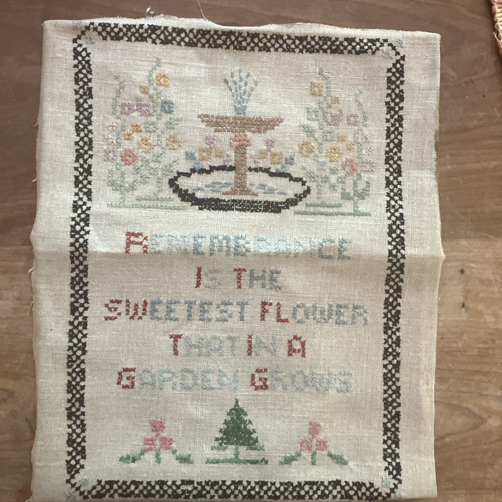 Cross Stitch Sampler Remembrance Is the Sweetest Flower That in a Garden Grows