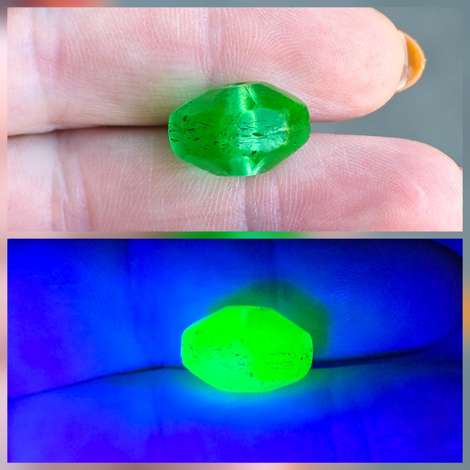 Antique c.1800s Uranium Glass African Trade Bead Green 1pc