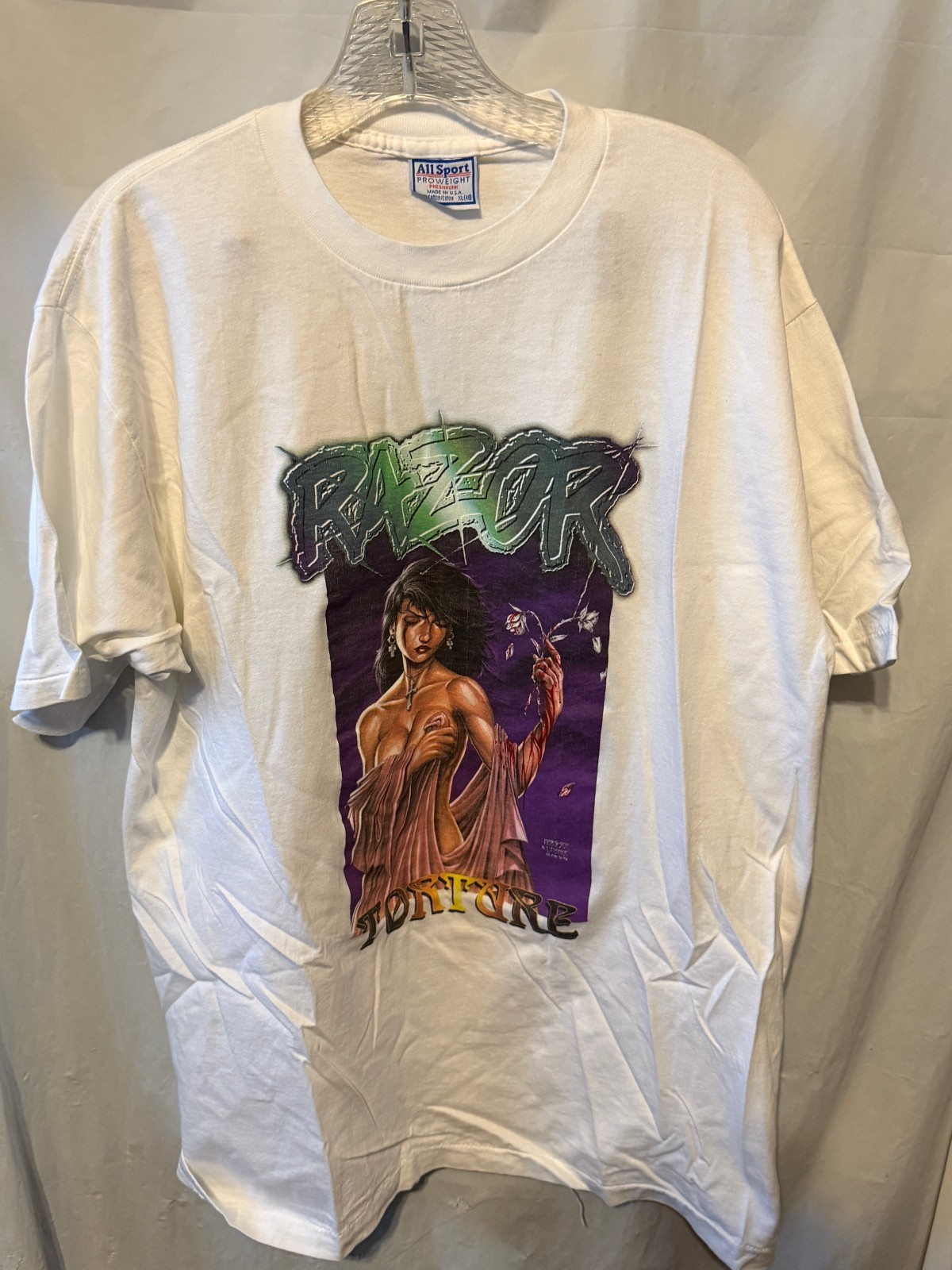Authentic London Night Studios Razor Torture T-Shirt XL + Girl t-shirt '90s RARE