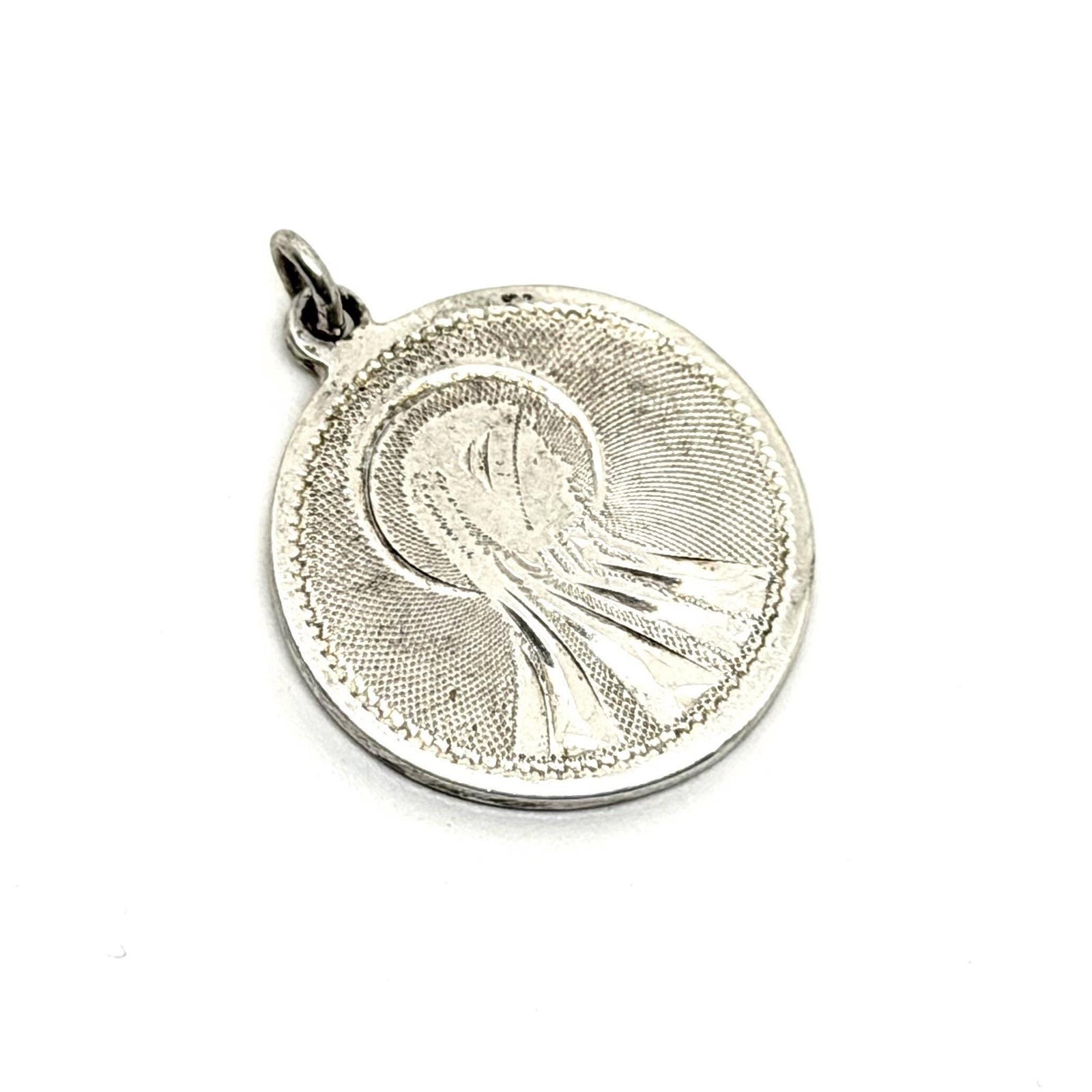 Vintage Sterling Silver Saint Mary Modern Style Religious Saint Medal