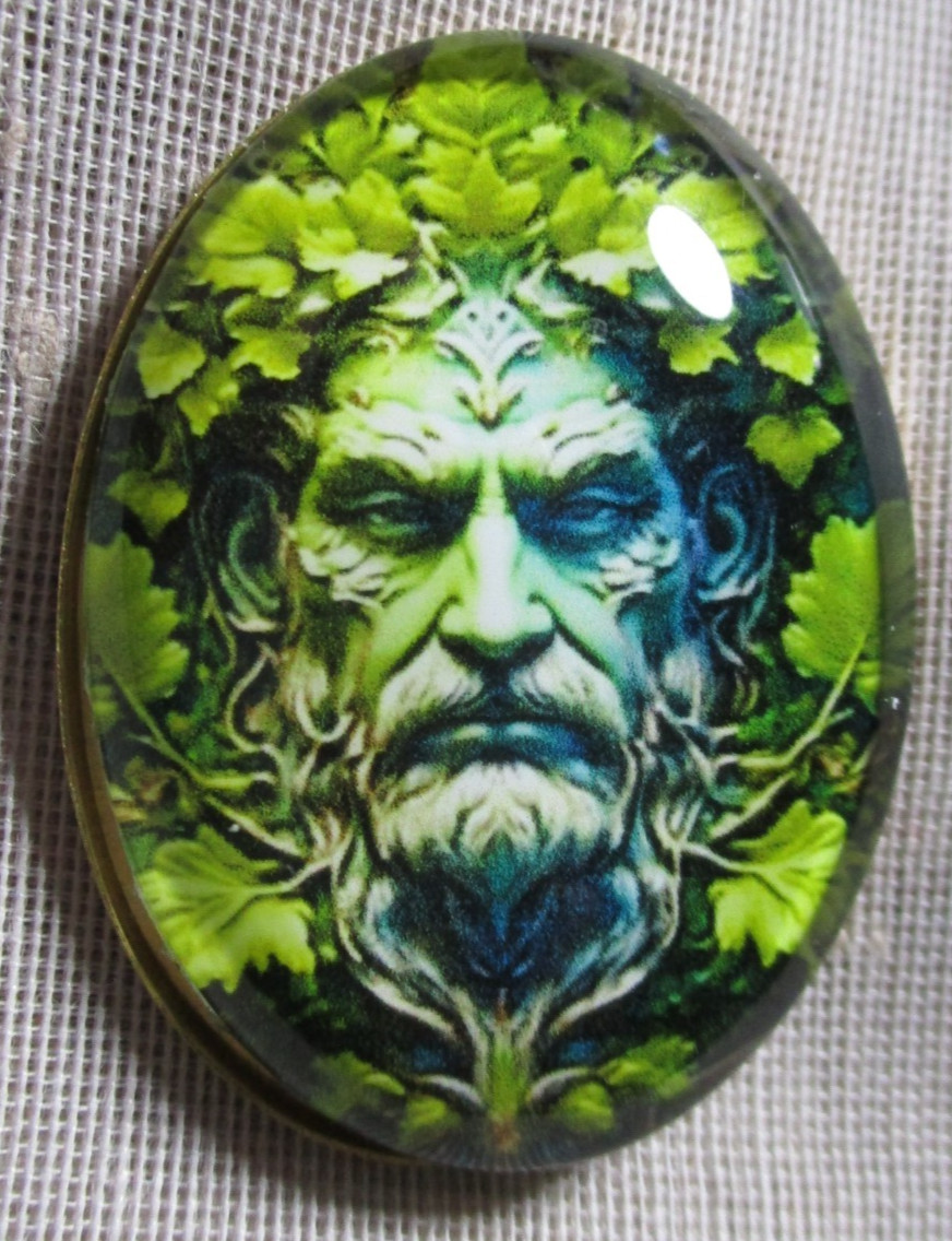 GLASS DOME PICTURE BUTTON -- FOLKLORE'S 