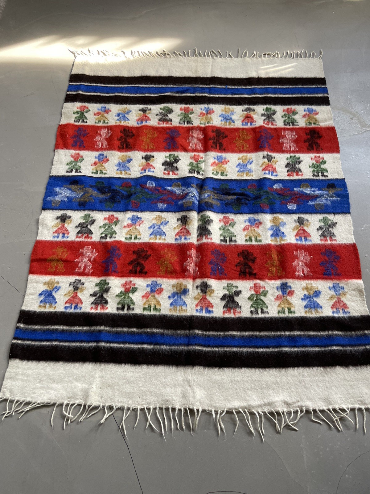 Vintage Zapotec Wool Rug Blanket Hand Woven Yei Pictorial Mexican Tapestry 78x58