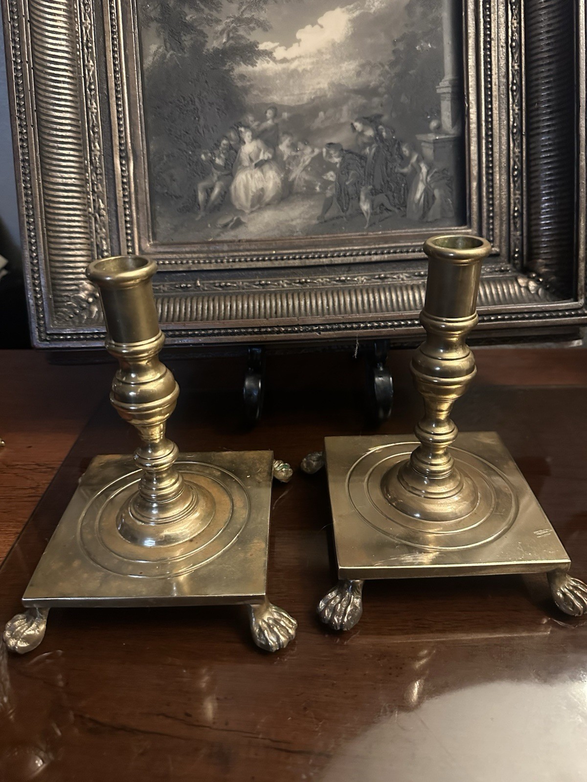 vtg Classic Brass Candle Stick holder Maitland Smith Hong Kong paw feet 9 1/2\