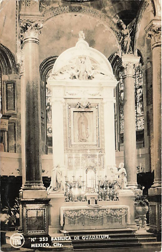Postcard Mexico: RPPC Basilica de Guadalupe Interior, Mexico City Postcard Mexico: RPPC Basilica de Guadalupe Interior, Mexico City