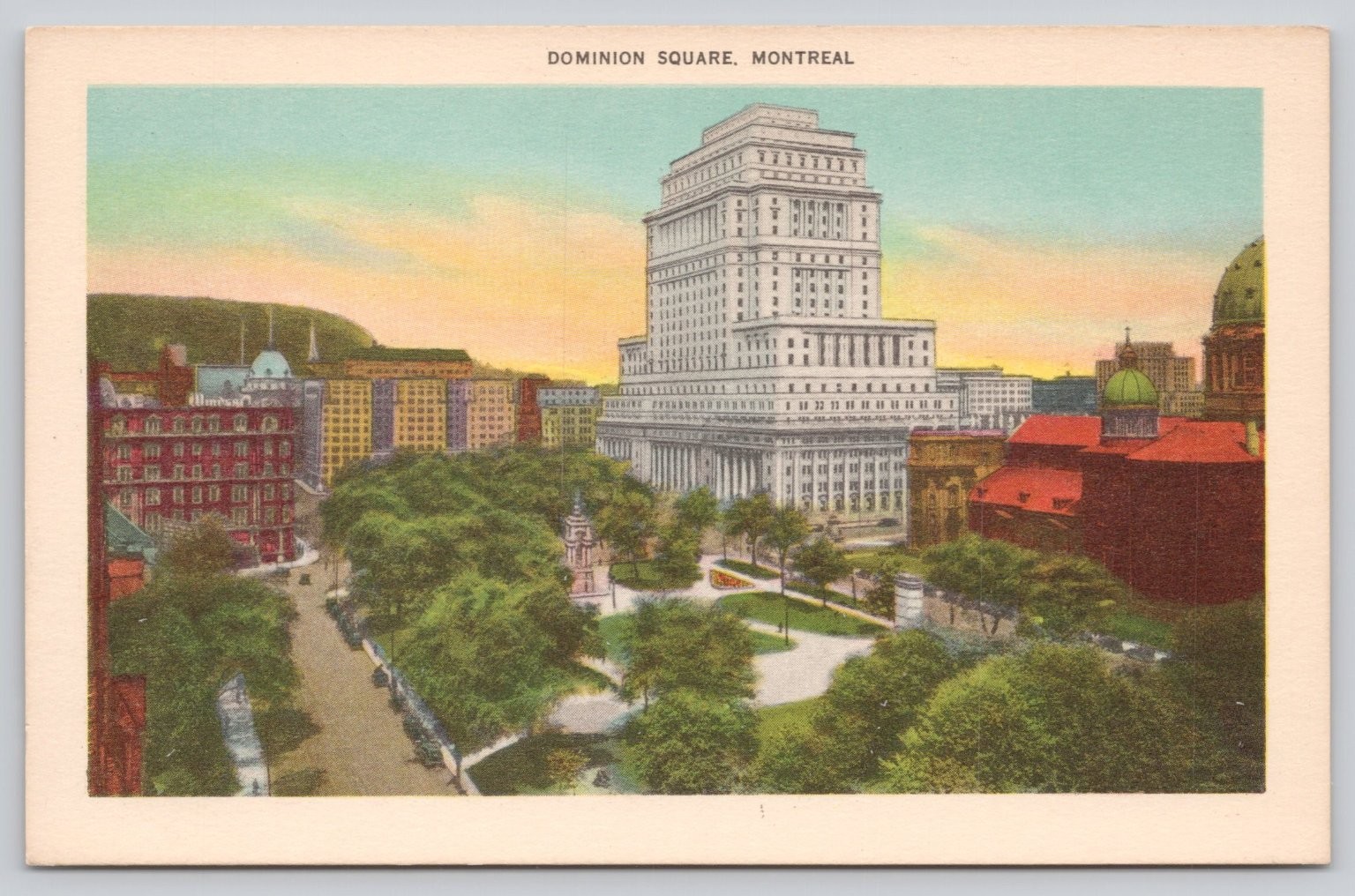 Vintage Dominion Square Montreal Postcard - Sun Life Building Canada