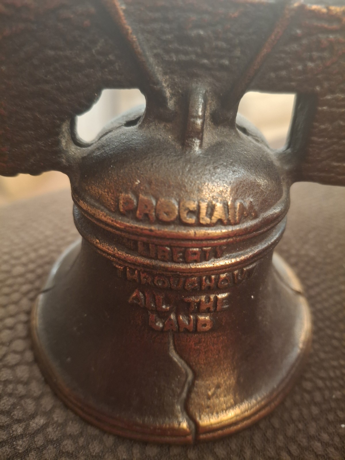 Vintage LIBERTY BELL BANK, Heavy, Copper Color, Side Seam