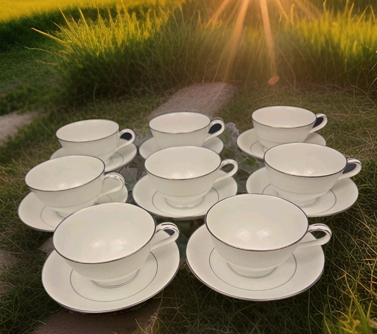 Noritake BUCKINGHAM Tea Coffee Footed Cup & Saucer Sets #6438 Japan Set of 8