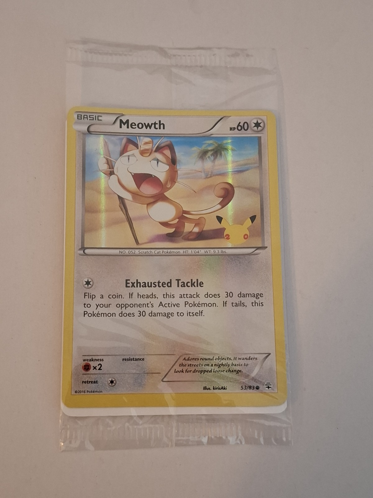 Pokemon Meowth 53/83 20th Anniversary Sealed Promo TCG Card
