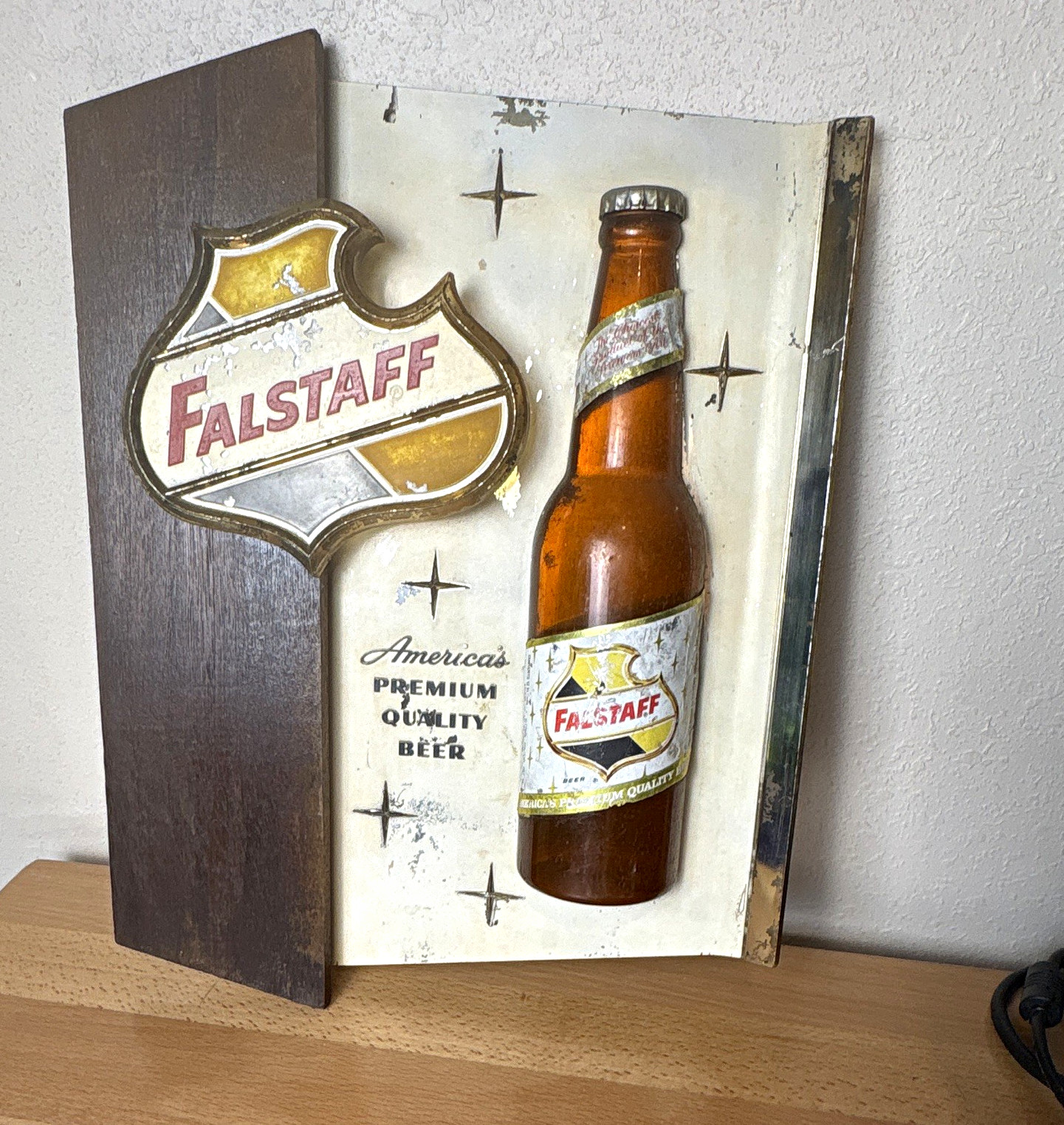 Falstaff Beer 3D Bottle Wall Bar Sign Vintage American Breweriana Decor