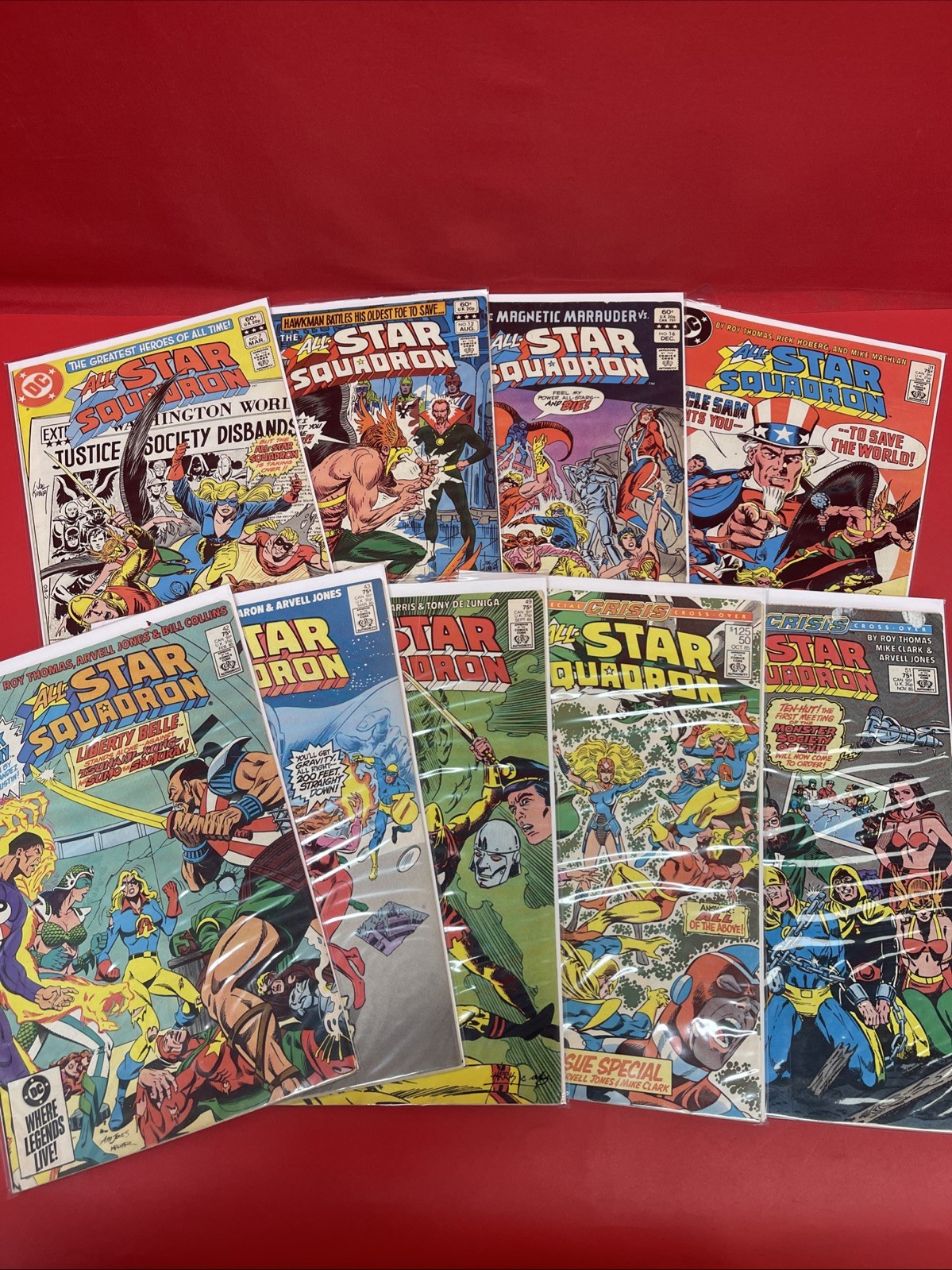 DC All-Star Squadron Comic Book Lot of 9 #7 12 16 31 42 43 49 50 51.      •2