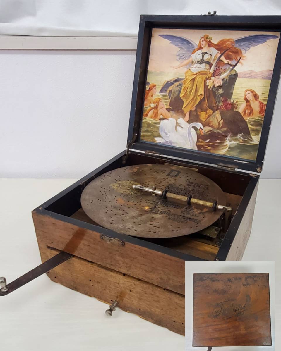 1800s Germany Antique Wooden Disc Music Box Polyphone