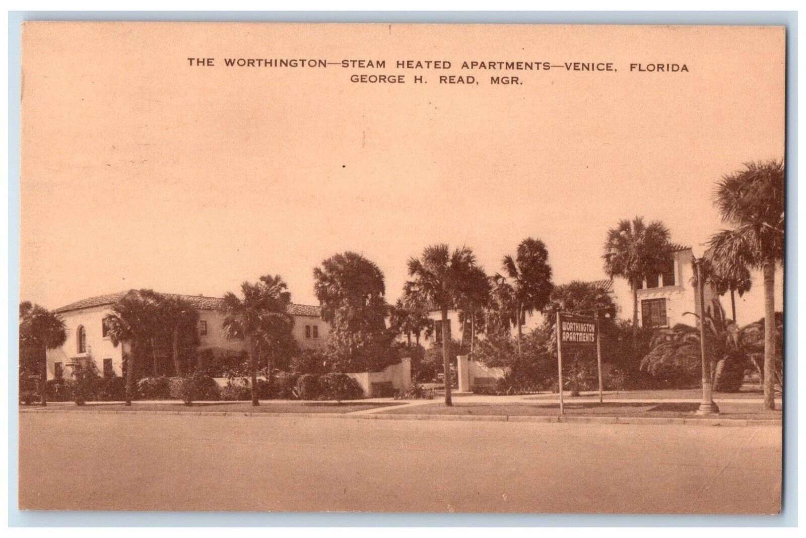 1949 The Worthington Steam Heated Apartments Venice Florida FL Vintage Postcard
