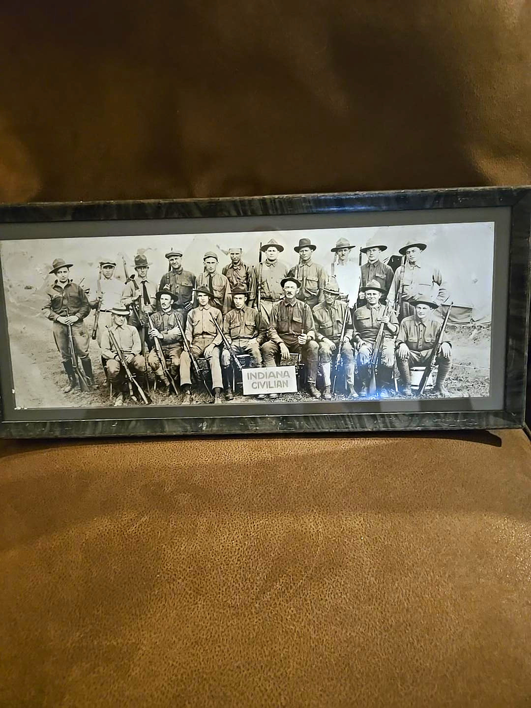 RARE ORIGINAL c.1916-1917 INDIANA CIVILIAN MILITARY TRAINING PANORAMIC PHOTO