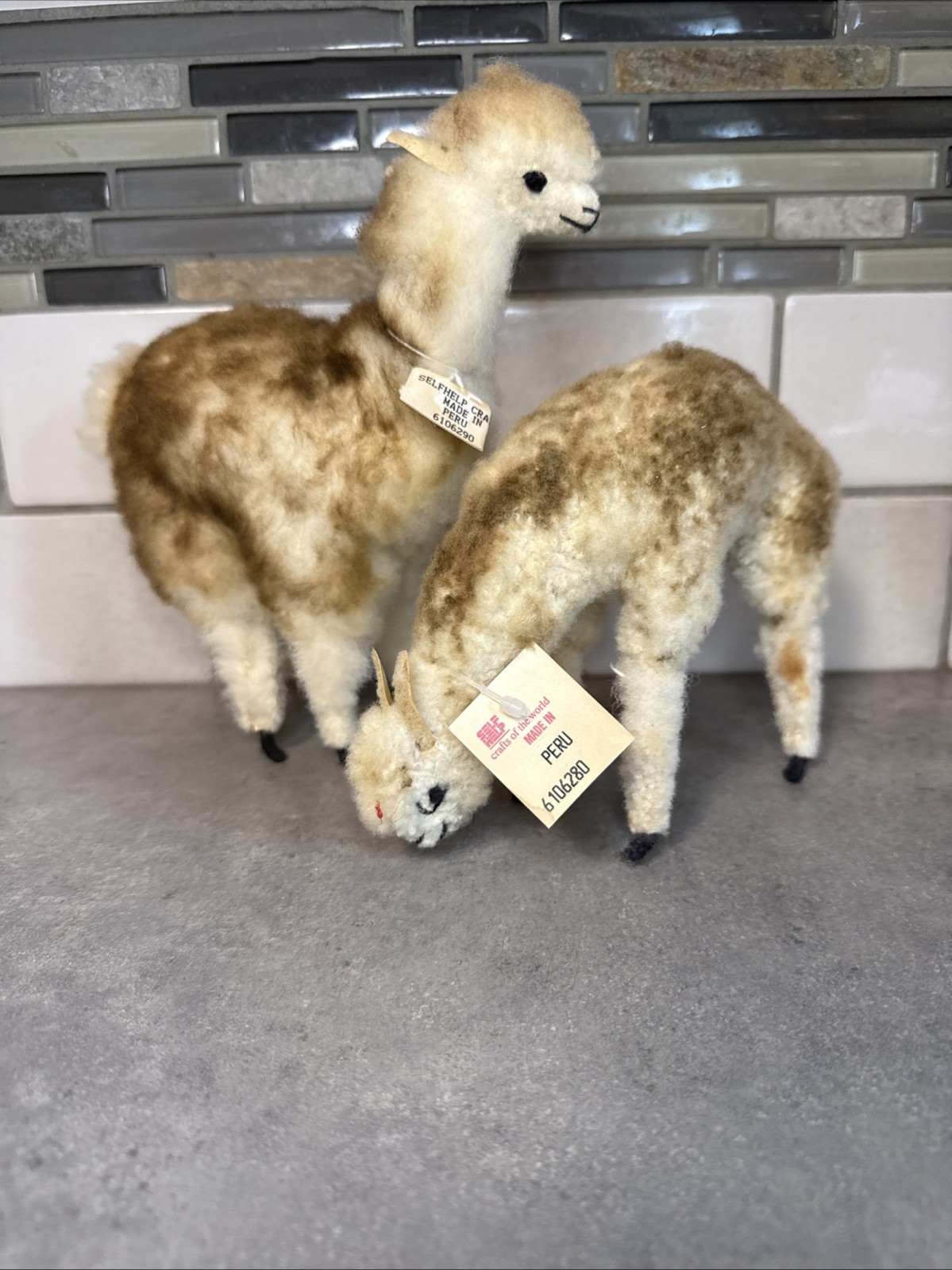 Vintage New Llama Alpaca Real Wool Handmade in Peru Lot of 2 Plush - 