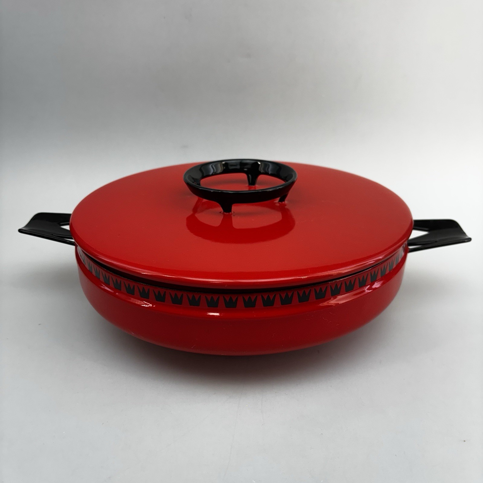 Vintage Dan Kok Glud & Marstrand Red Enamel Baking Pan Pot with Lid Denmark MCM