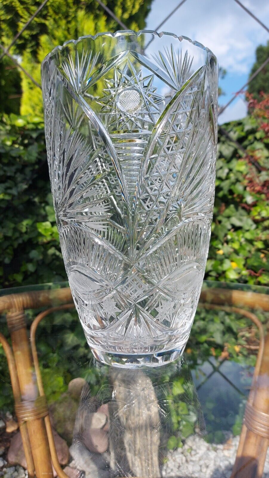 Lead crystal vase. Handmade in Poland in the 1970s