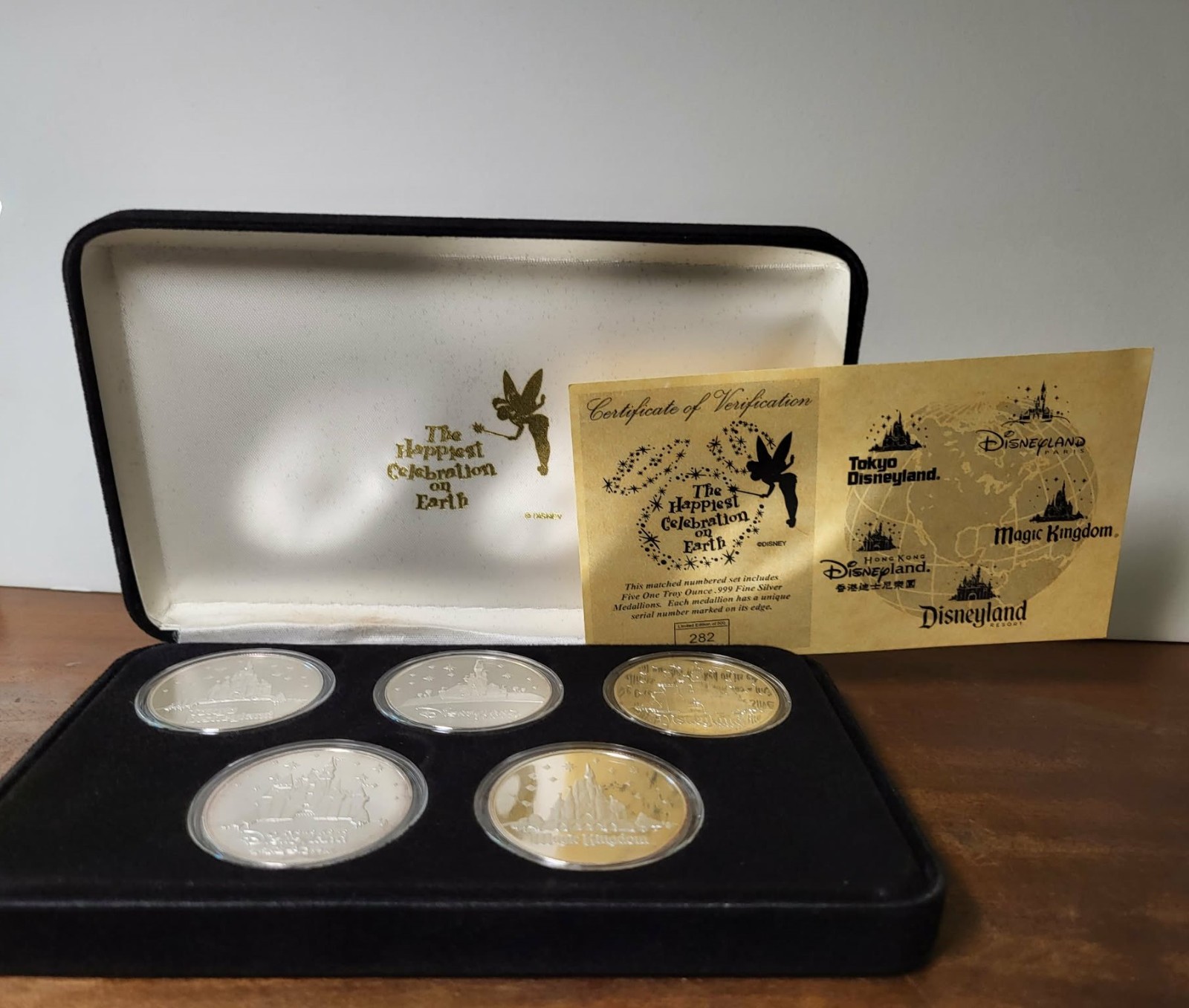 RARE Disney 5-Coin Silver International Set / COA / Boxed / L.Edition 282/500