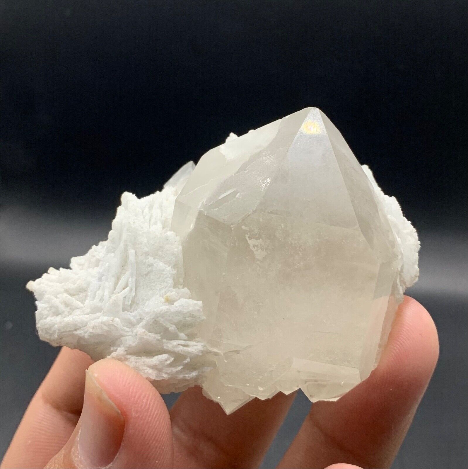 593 ct of Natural beautiful terminated quartz with albite, tourmaline, lepidolit
