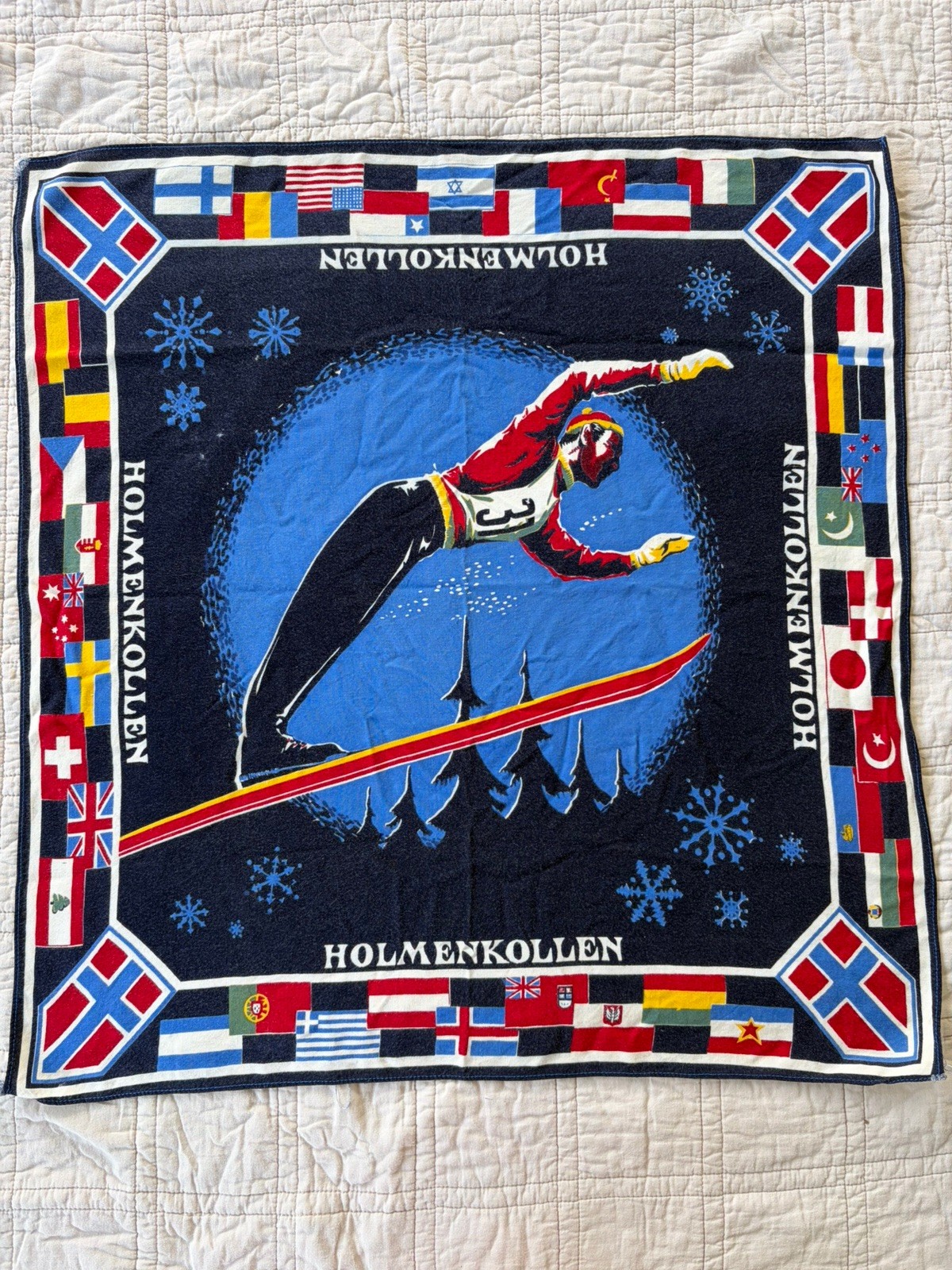 Holmenkollen Vintage 1951-52 Winter Olympics in Oslo Souvenir Scarf