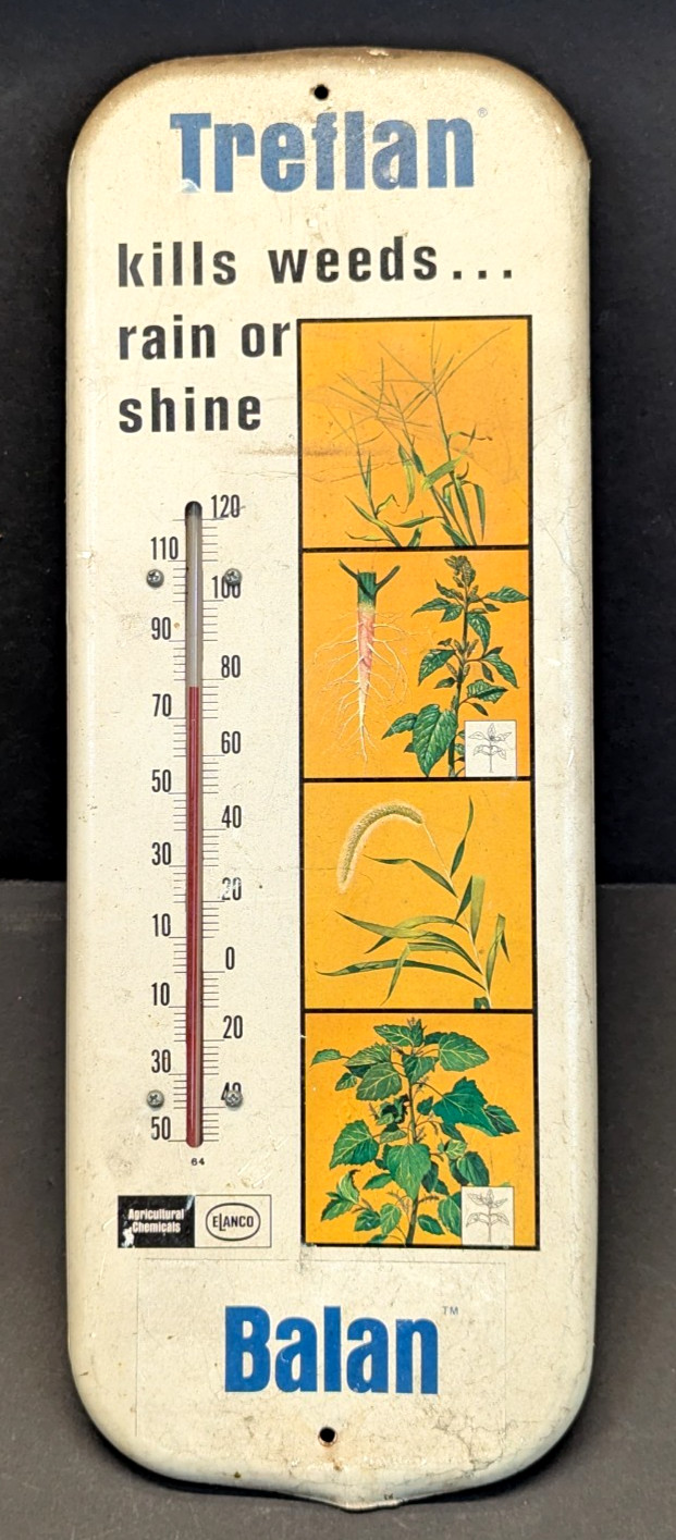 Vintage Thermometer Treflan Balan Agricultural Chemicals Advertising Metal 16 Vintage Thermometer Treflan Balan Agricultural Chemicals Advertising Metal 16