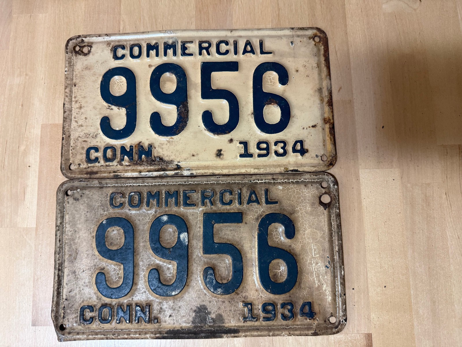 1934 Connecticut Commercial License Plates Matching Pair 9956 Vintage Truck Tags