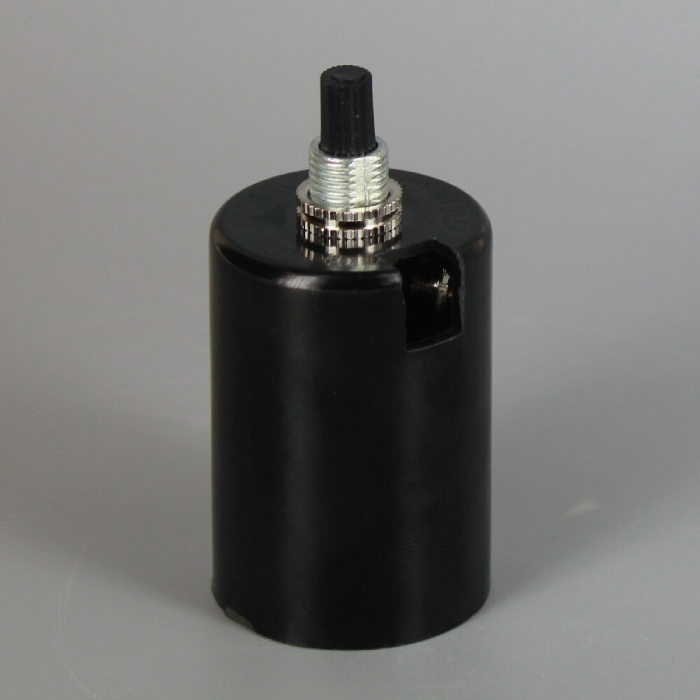 BLACK PLASTIC HUSK 2 PIECE BOTTOM TURN KNOB LAMP SOCKET E26 MEDIUM BASE 30147J