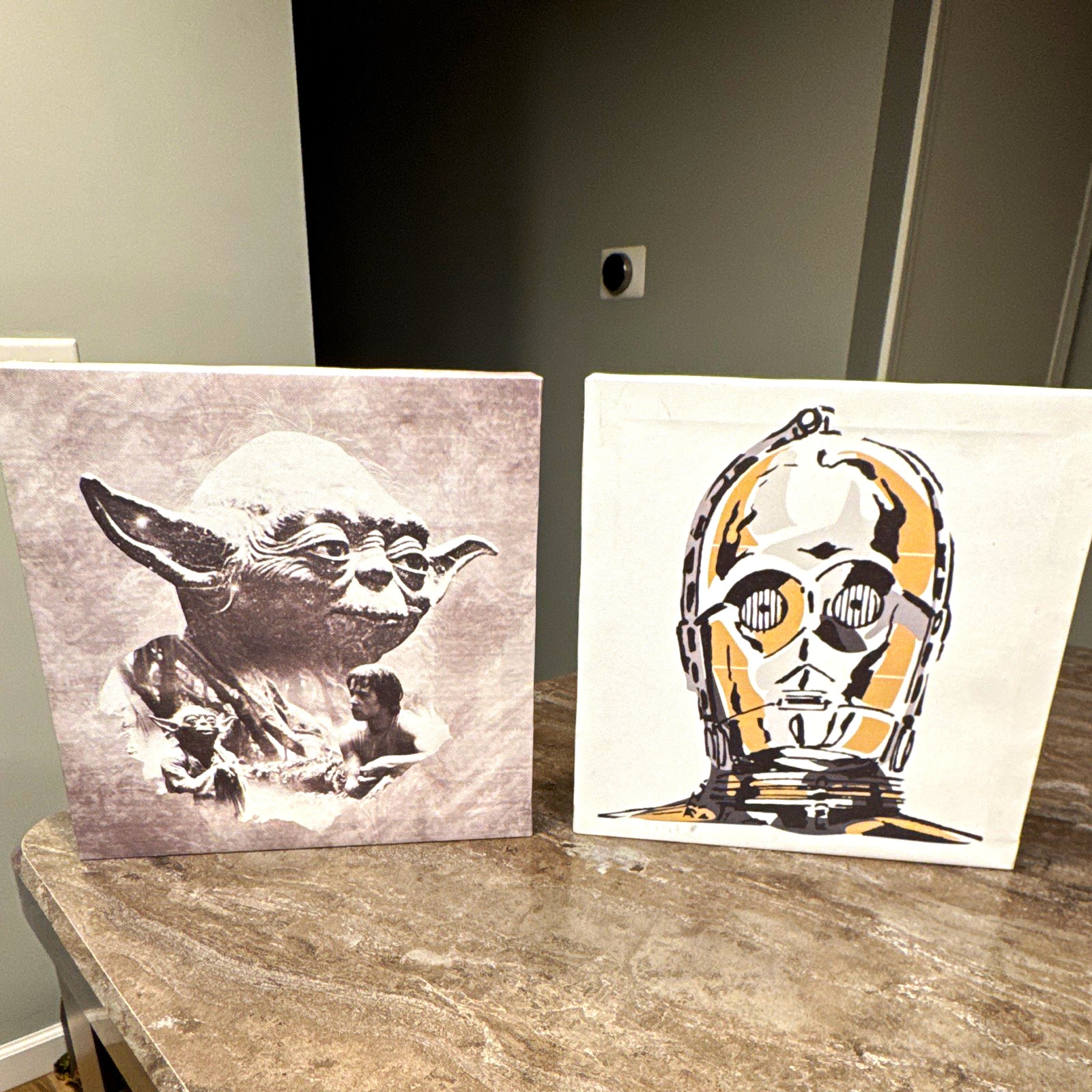 RETRO VINTAGE Star Wars Wall Art Print Set of 2 Featuring Yoda & C-3PO Character
