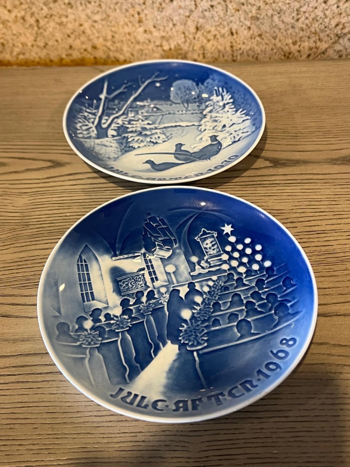 2Pc Vintage 1968-1970 Bing & Grondahl Denmark Blue Home Decorative Plate 7 1/2\