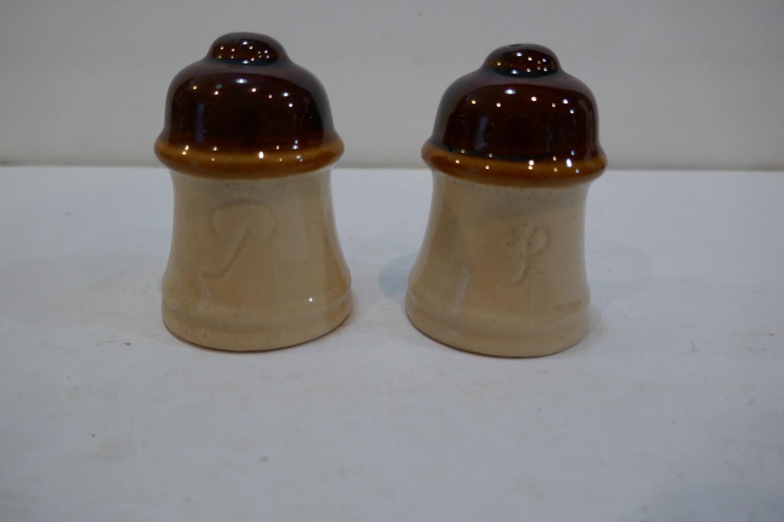 Vintage Two Tone Mushroom Shaped Salt & Pepper Shakers