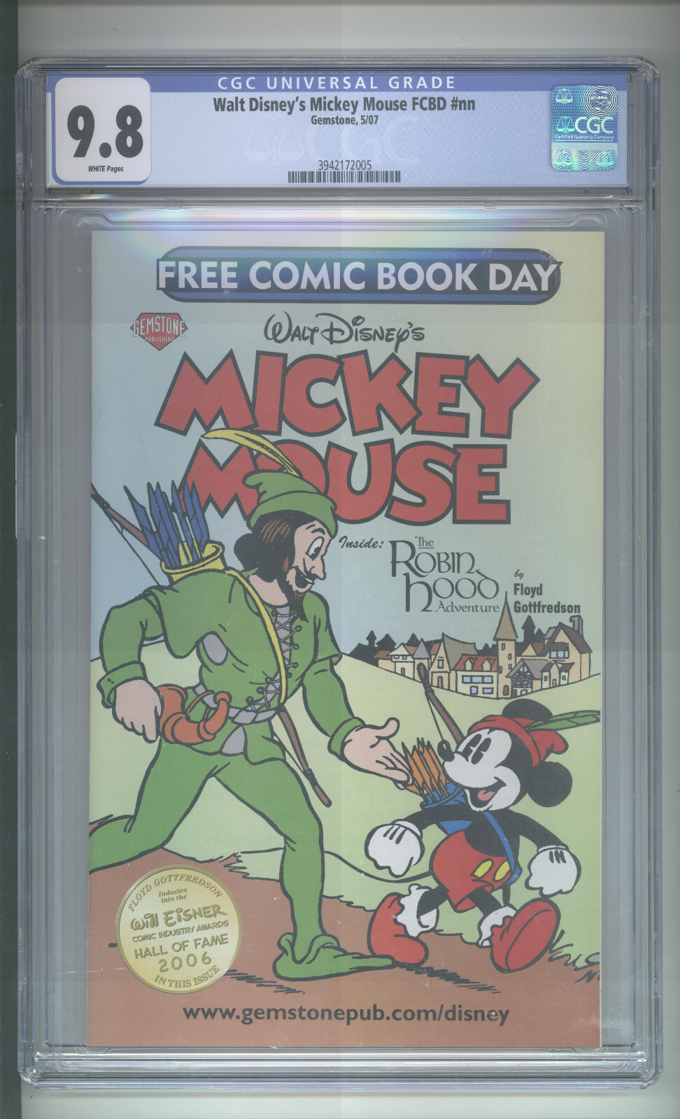 WALT DISNEY\'S MICKEY MOUSE  FREE COMIC BOOK DAY   5/07  ~ CGC 9.8 ~ WP ~ FCBD
