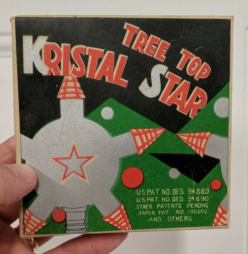 Antique Tree Top Kristal Star in Original Box Japan Christmas Decor  Primitive 