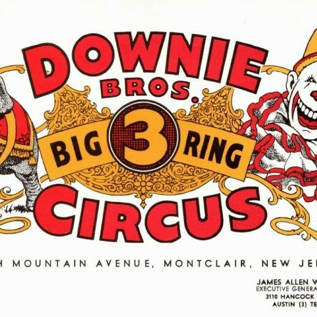 Scarce c1953 Downie Bros. 3 Ring Circus Letterhead Montclair, NJ