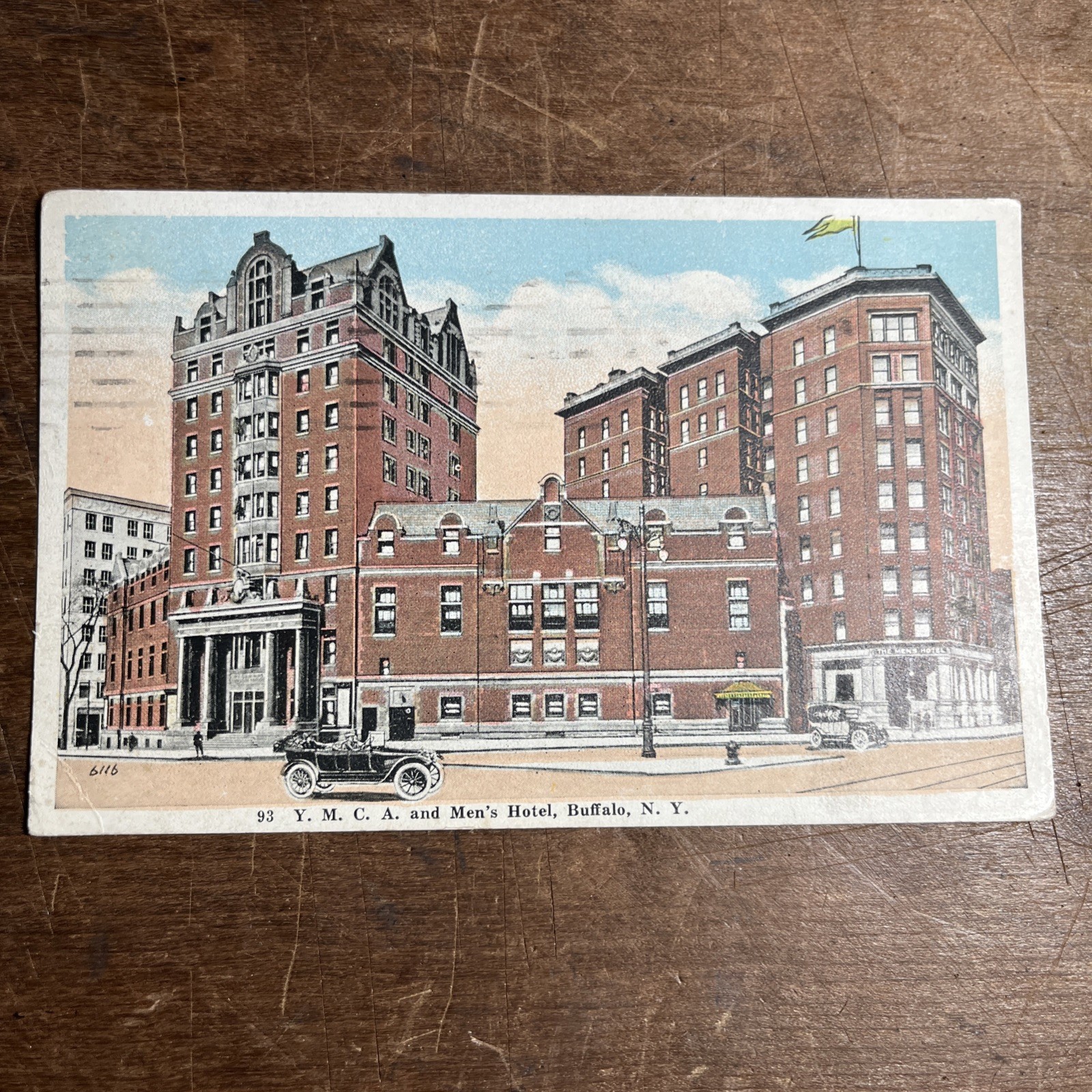 Antique Postcard YMCA & Men's Hotel Buffalo, New York Street View - G1
