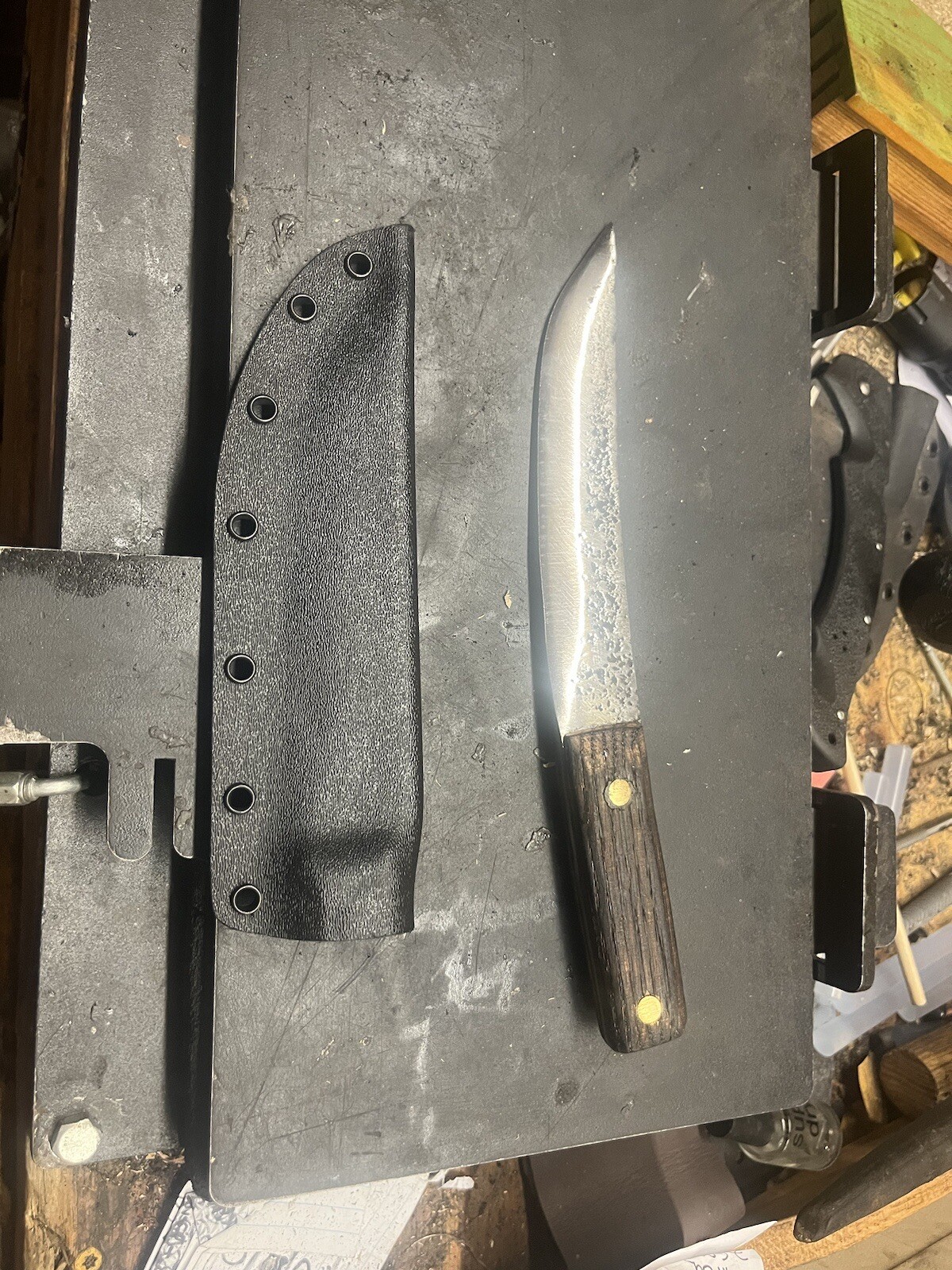 Hand Forged American Tanto Neck Knife