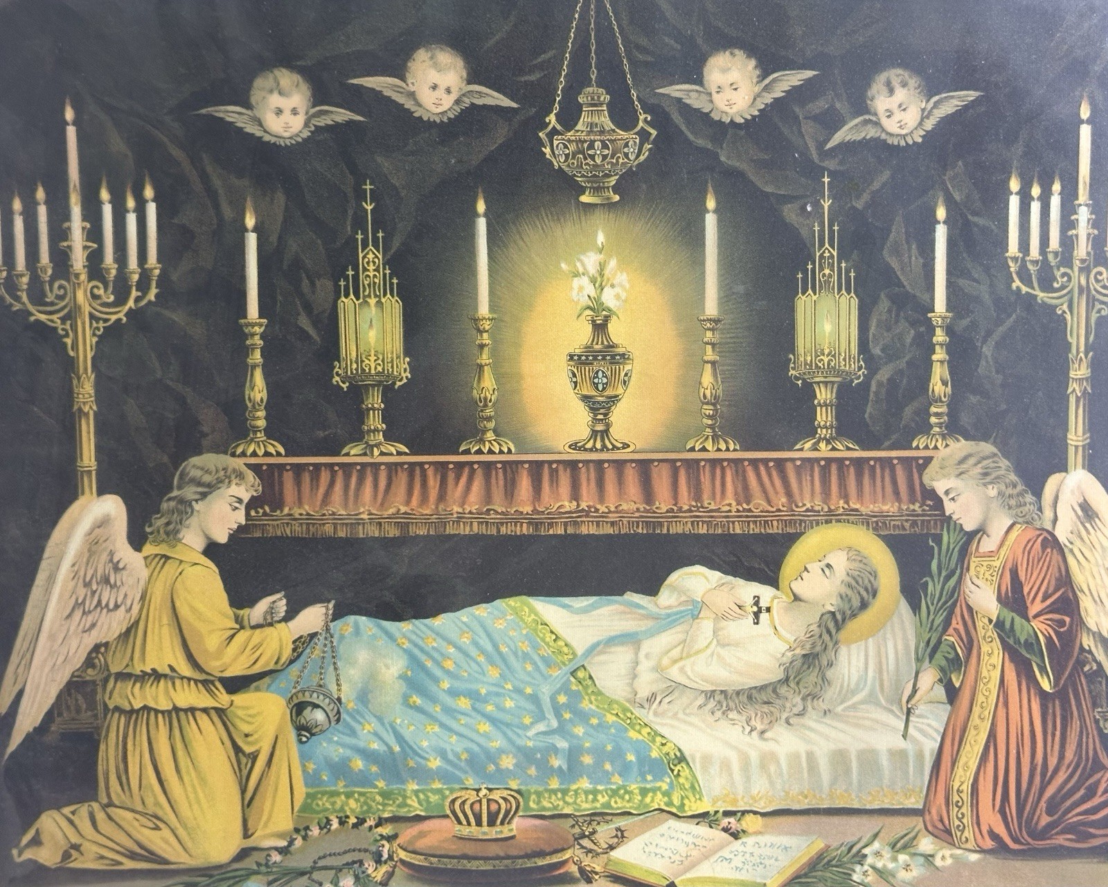 80+ Old,Offset Lithograph, Blessed Mother Mary,Lady Guadalupe, Santos, Retablo,