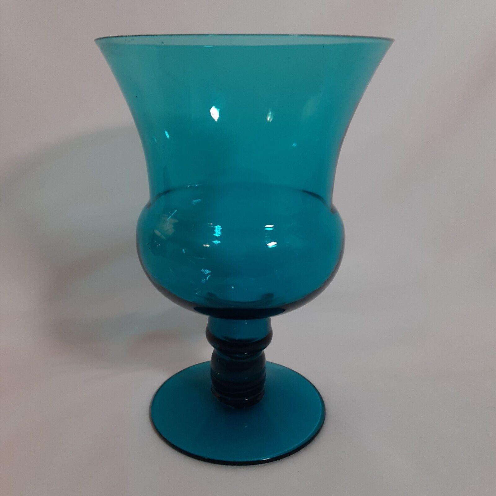 Vintage Ultramarine Glass Compote Vase Empoli Mid Century