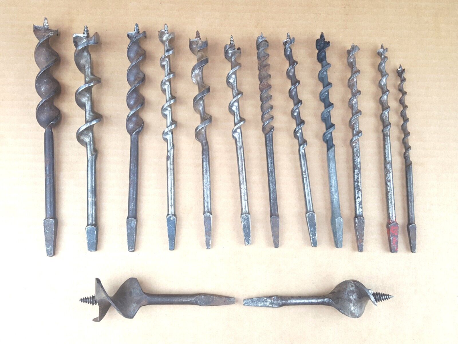 14 Vintage Brace Drill Auger Bits Irwin Millers Falls Stanley Caldwell etc