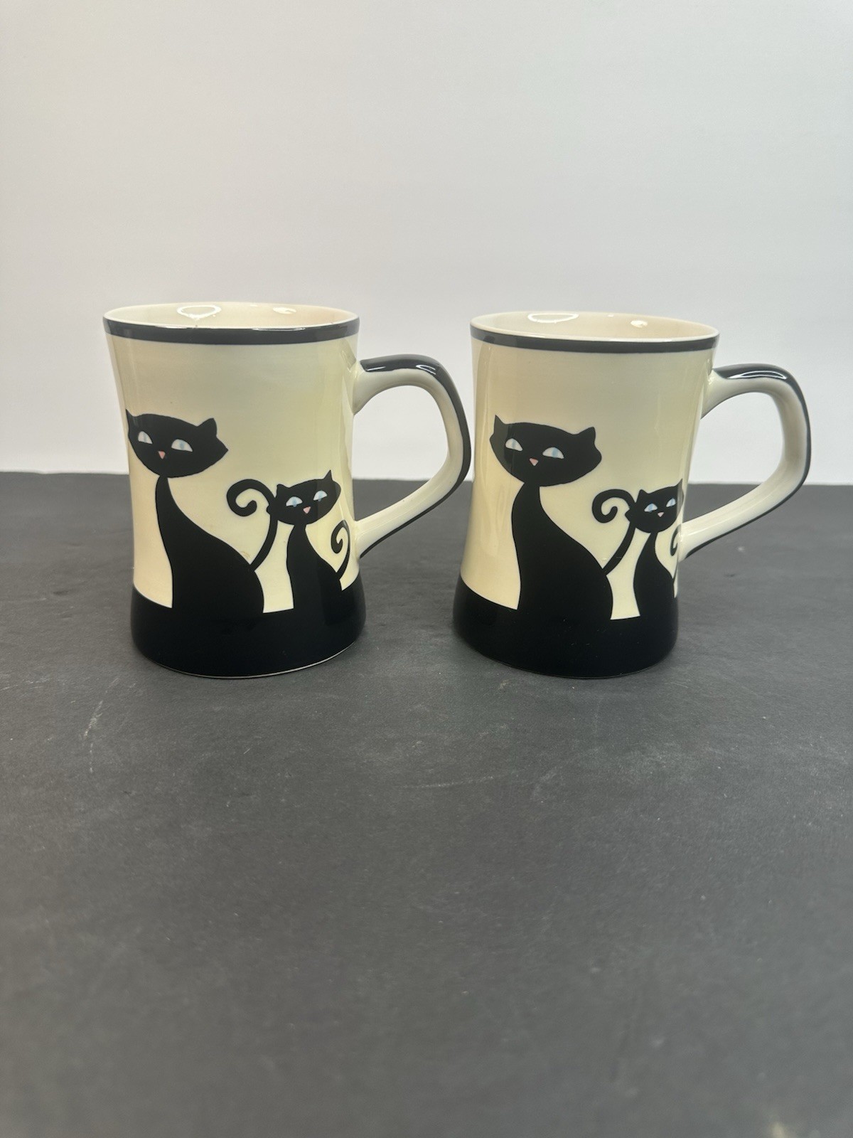 Hues and Brews Cat Mug Set of 2 “Cattitude” Fun Cute Whimsical Vintage Hues and Brews Cat Mug Set of 2 “Cattitude” Fun Cute Whimsical Vintage