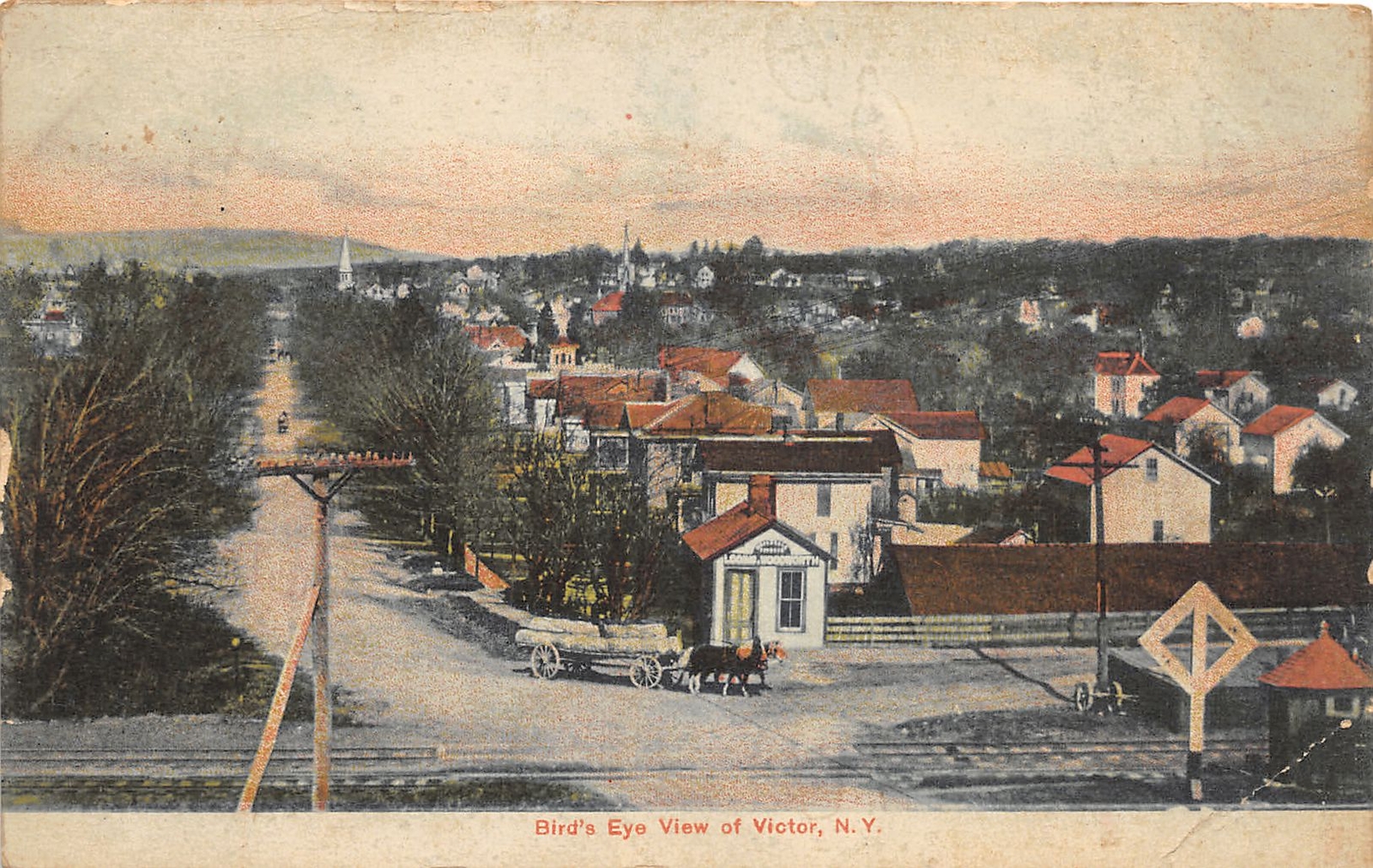 J51/ Victor New York Postcard c1910 Birdseye View Railroad Delivery Wagon 44