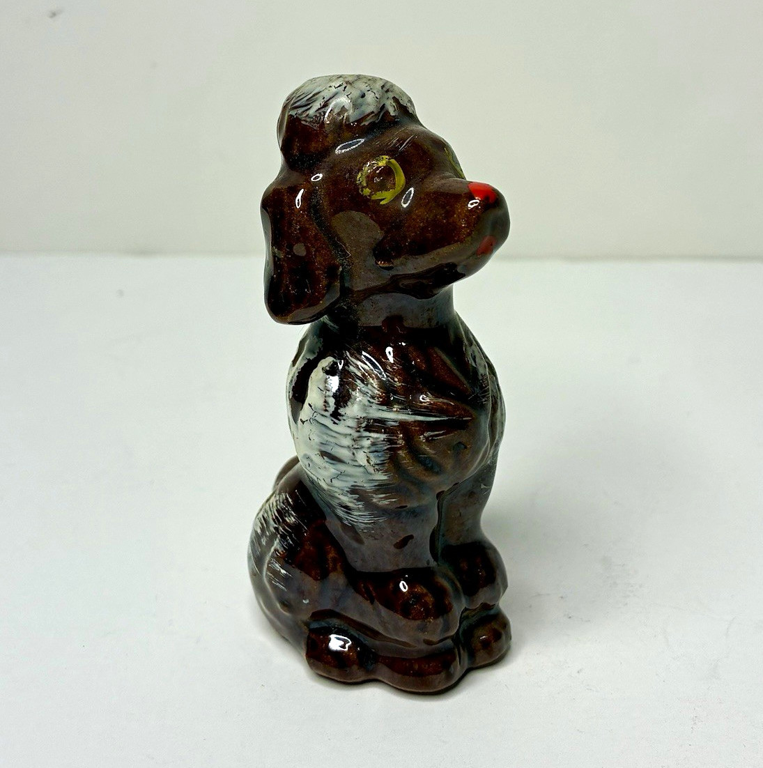 Vintage Redware Pottery Poodle Dog Figurine Brown Glazed Folk Art Miniature Vintage Redware Pottery Poodle Dog Figurine Brown Glazed Folk Art Miniature