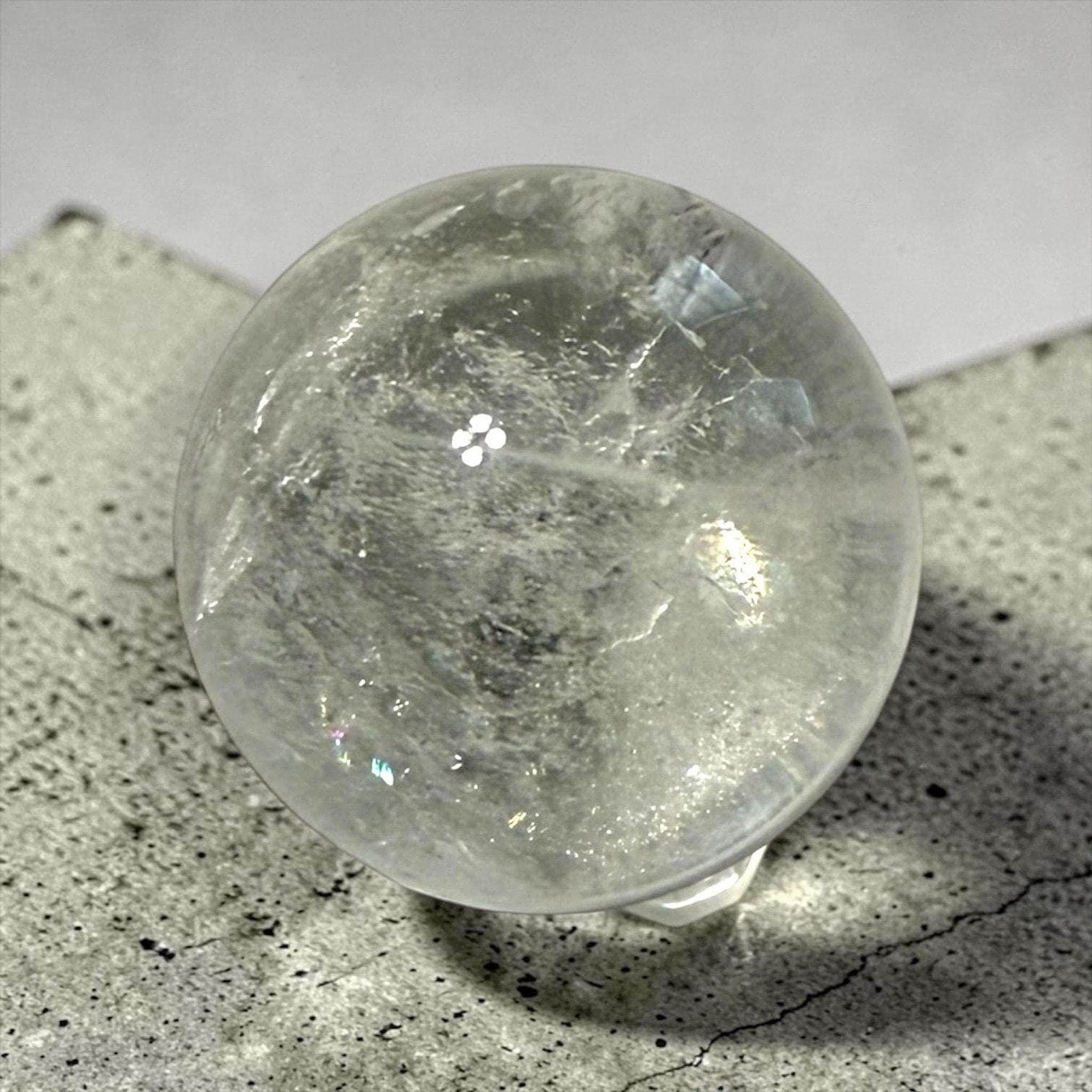 Rainbow Clear Quartz Sphere | High Clarity Crystal Ball with Natural Inclusions