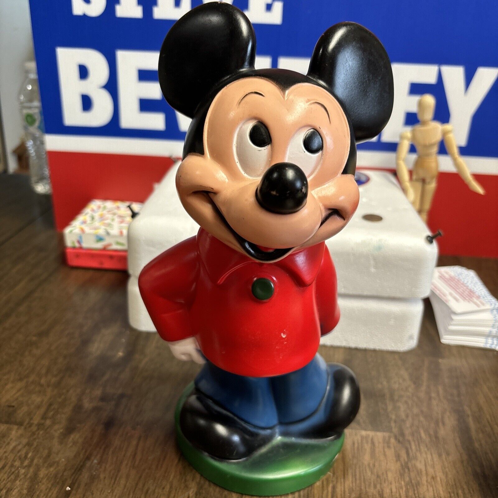 Vintage Play Pal Plastics Walt Disney Mickey Mouse Plastic Piggy Bank w Plug 11\
