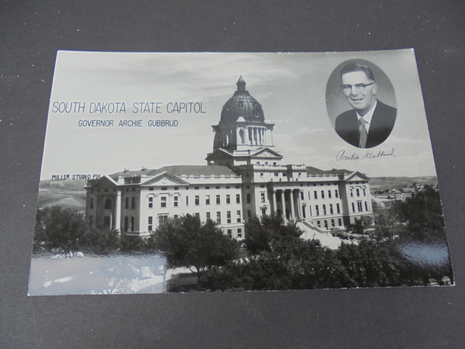 RPPC SOUTH DAKOTA STATE CAPITOL GOVERNOR ARCHIE GUBBRUD 1960 REAL PHOTO POSTCARD