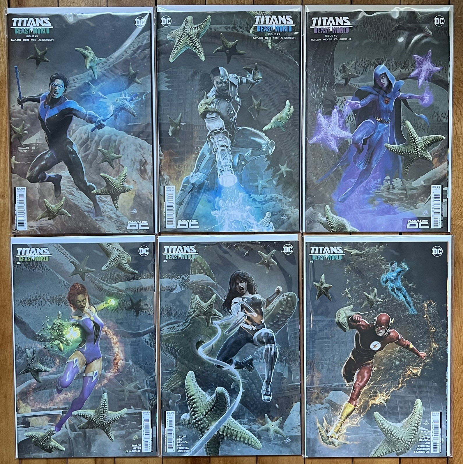 DC Comics 2023-24 Titans Beast World #1-6 Bjorn Barends Connecting Variants Set