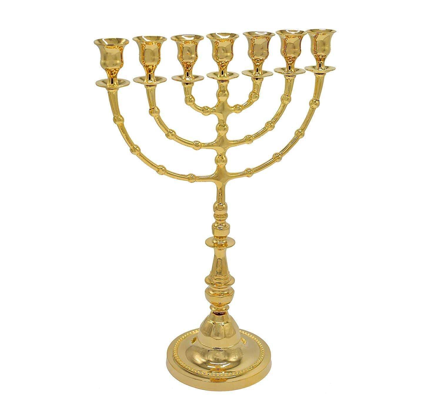 Large Menorah Gold Plated from Holy Land Jerusalem 16.9″ / 43cm