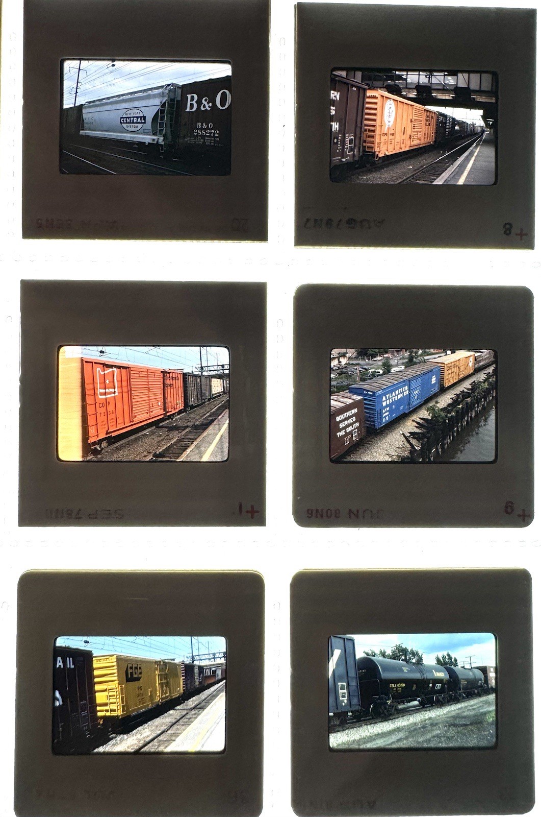 20 Slides Lot Train Car Rolling Stock Slide Lot Tank Covered Hopper Boxcar Photo
