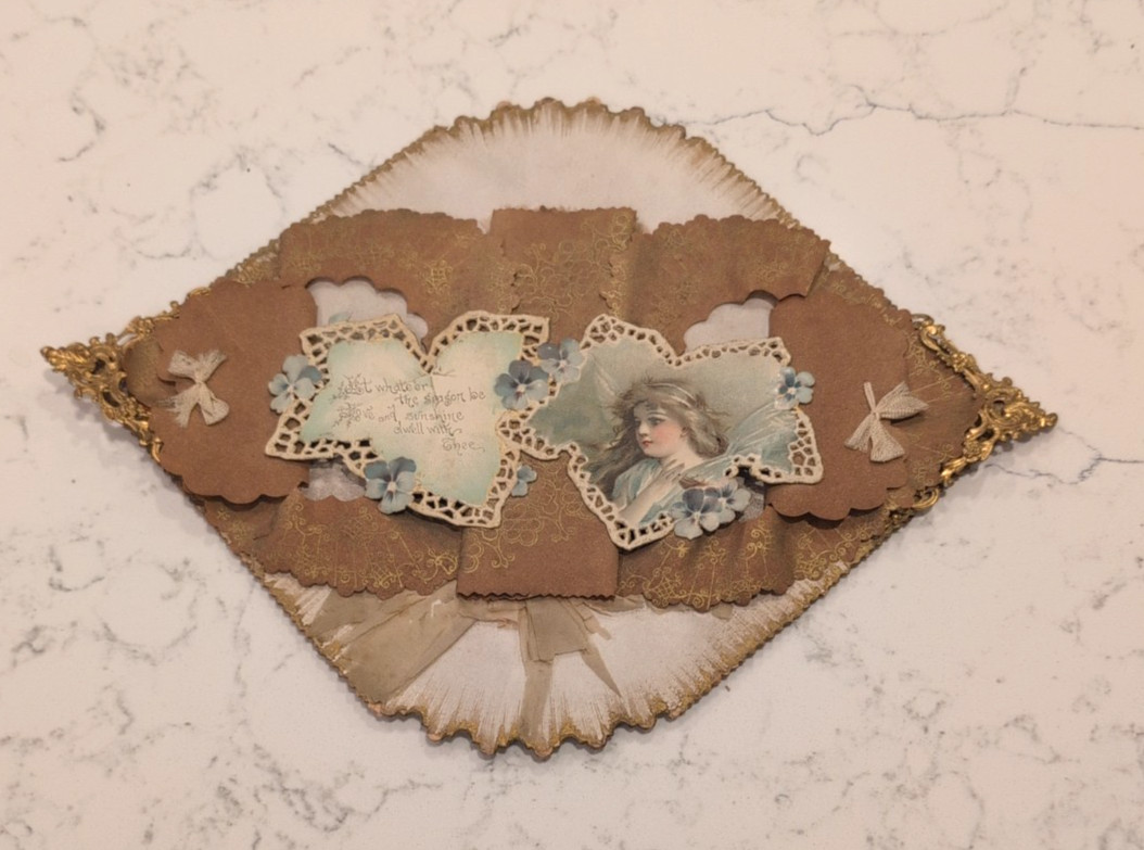 ANTIQUE VALENTINE\'S DAY VICTORIAN GREETING CARD 13.5\ ANTIQUE VALENTINE\'S DAY VICTORIAN GREETING CARD 13.5\