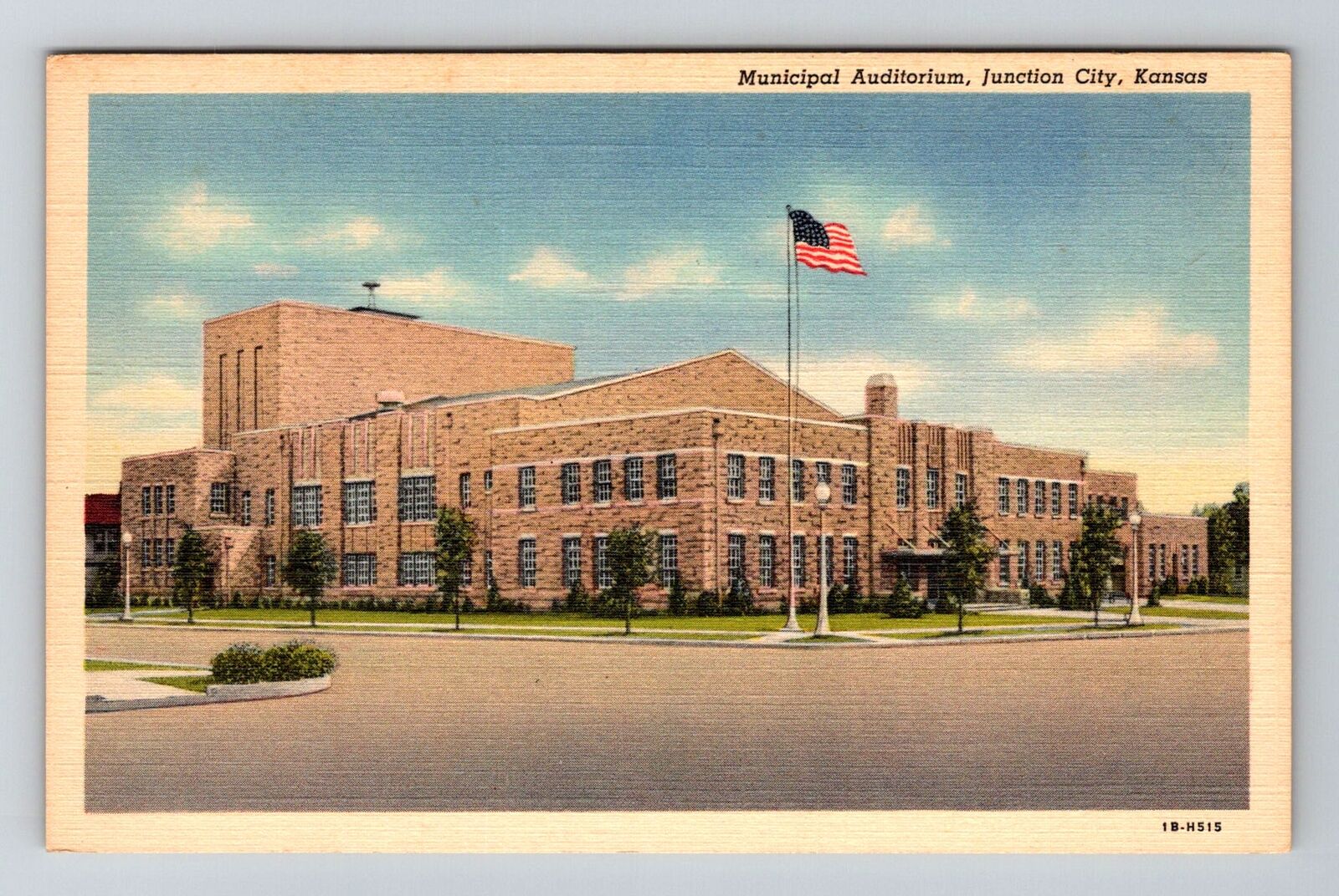 Junction City, KS-Kansas, Municipal Auditorium Antique Souvenir Vintage Postcard