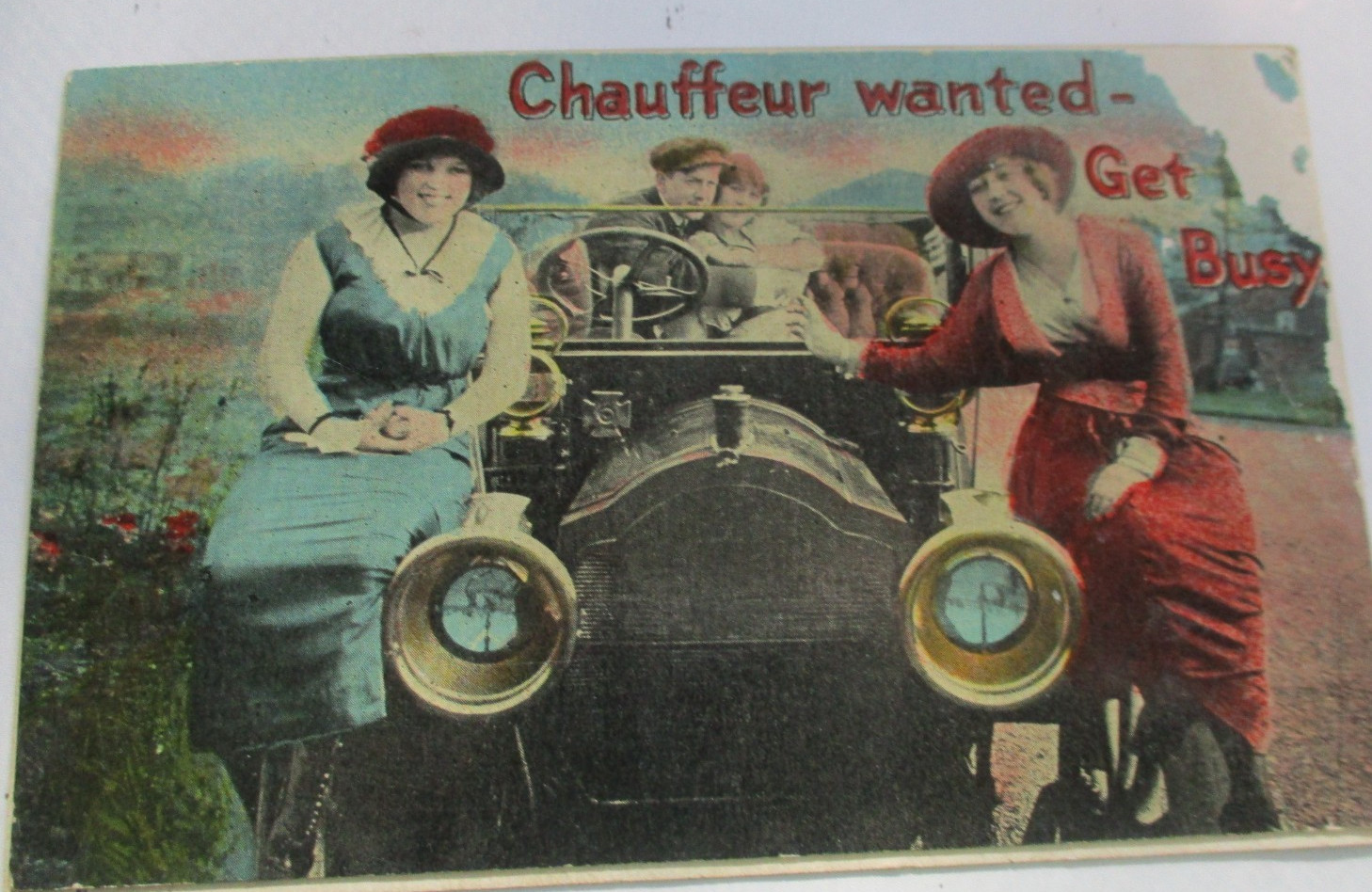 Chauffeur wanted- Get busy- Comic/Vtg Used Postcard=1915